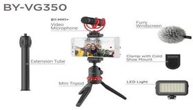 Boya BY-VG350 Vlogging Kit Mini Tripod, BY-MM1 Microphone LED Light & Cold Shoe Mount