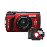 OM SYSTEM TG-7 Red w/ OM SYSTEM PT-059 Underwater Housing Digital Compact Camera