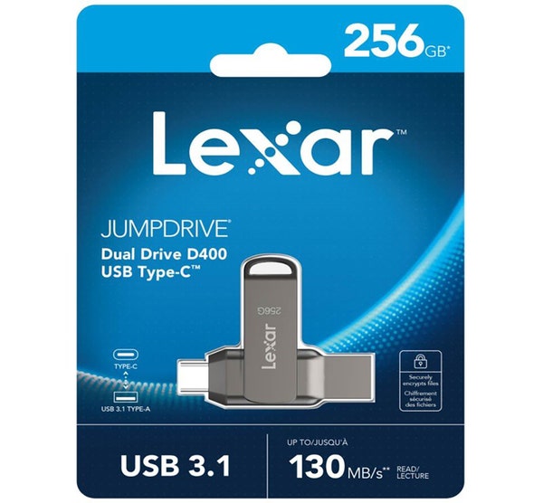 Lexar JumpDrive USB 3.1 Dual Drive D400 256GB | Camera House
