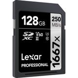 Lexar Professional 1667x SDXC 128GB - 250MB/s V60 UHS-II U3 Memory Card