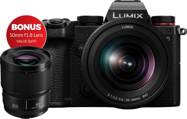 Panasonic Lumix S5 Body Black w/Lumix 20-60mm Lens CS Camera +BONUS 50mm f/1.8 Prime Lens