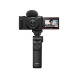 Sony ZV-1F Black Digital Vlog Camera w/Sony GPVPT2BT Bluetooth Shooting Grip-Black
