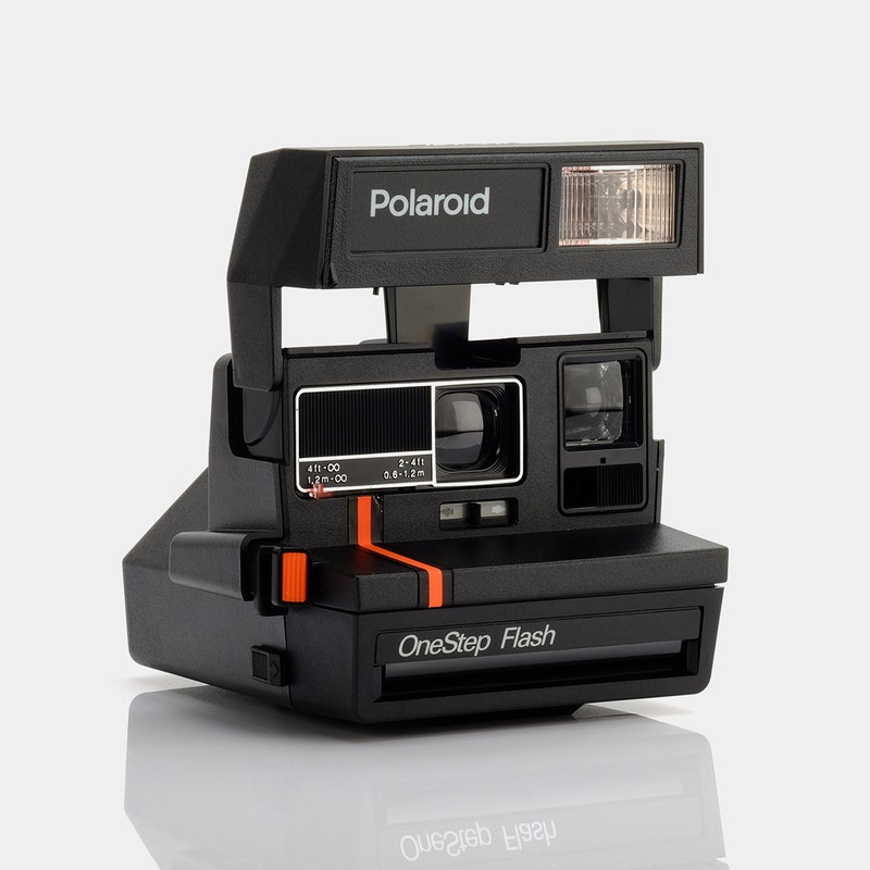 Polaroid Camera With Ridges Polaroid 600 Type 80's Style Red Stripe Refurbished Vintage Camera ...