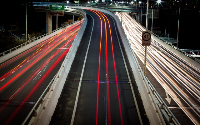 light trails on busy roads