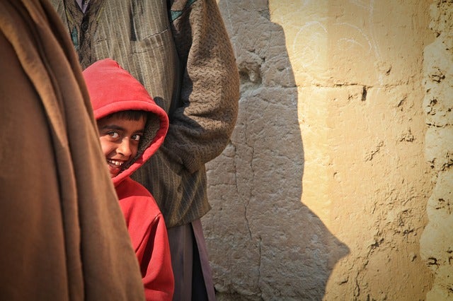 boy in red hoodie