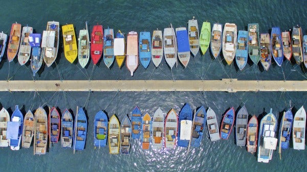 aerial of boats in rio de janeiro