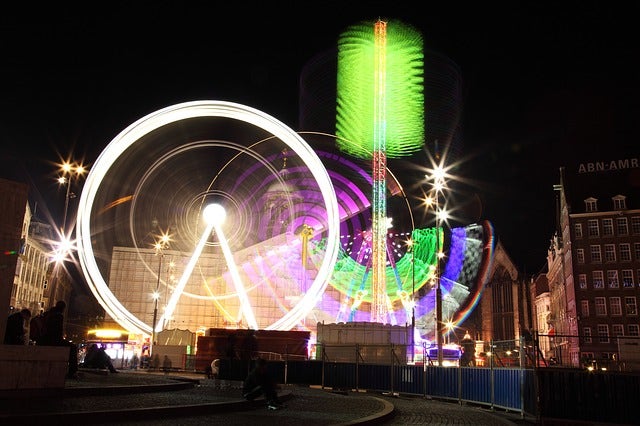 light trails in amusement park