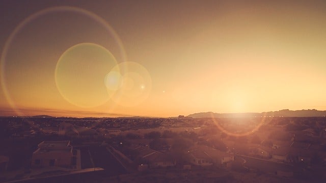 A landscape with lens flare