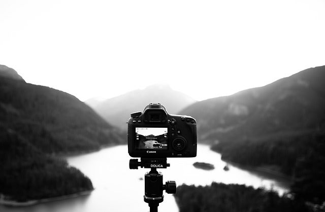 DSLR capturing image of a landscape