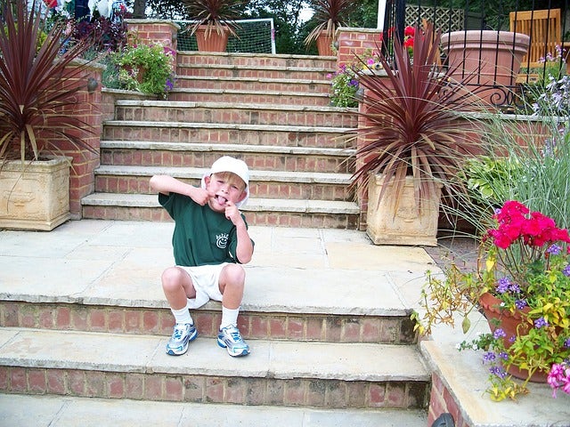 Child pulling a face