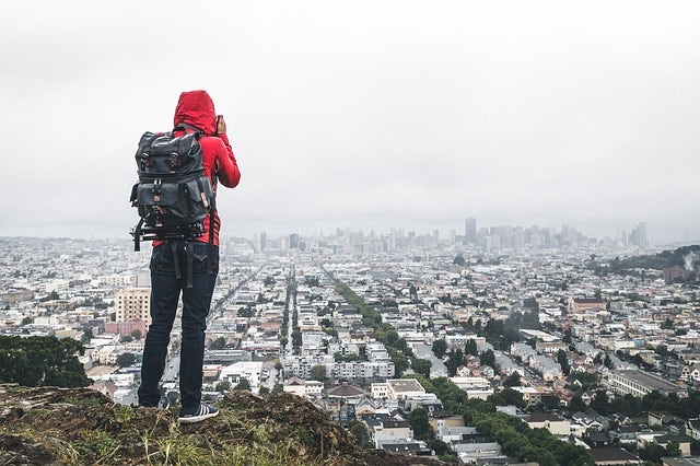 Hiker taking photo