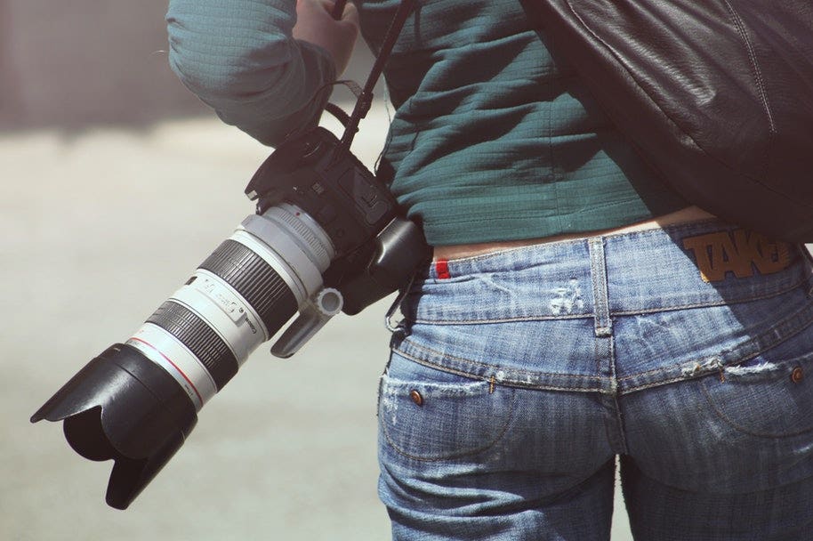 photographer with telephoto lens