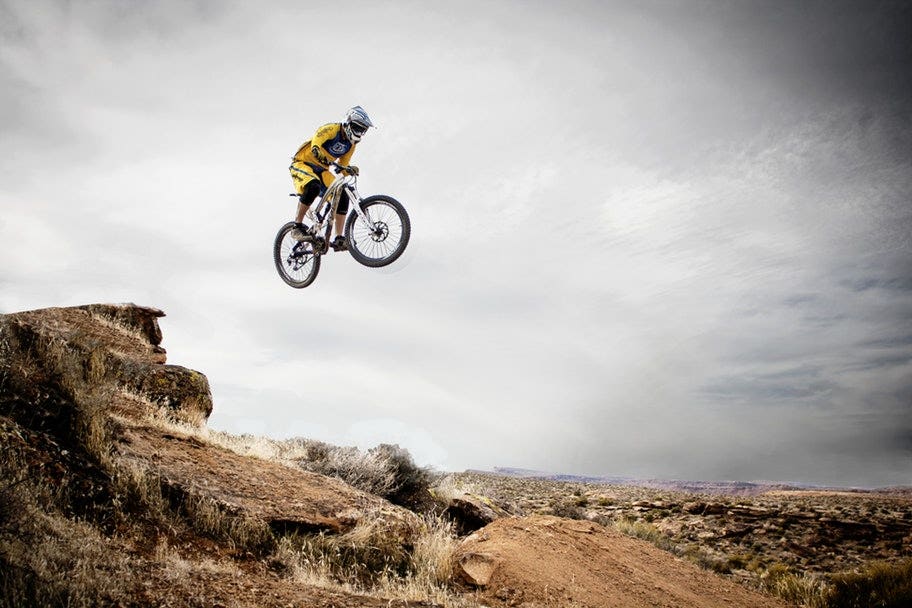 mountain biker mid air