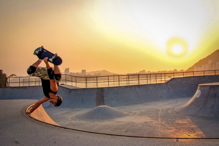 skateboarder at sunset