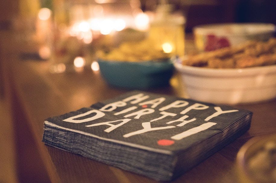 birthday napkins on table