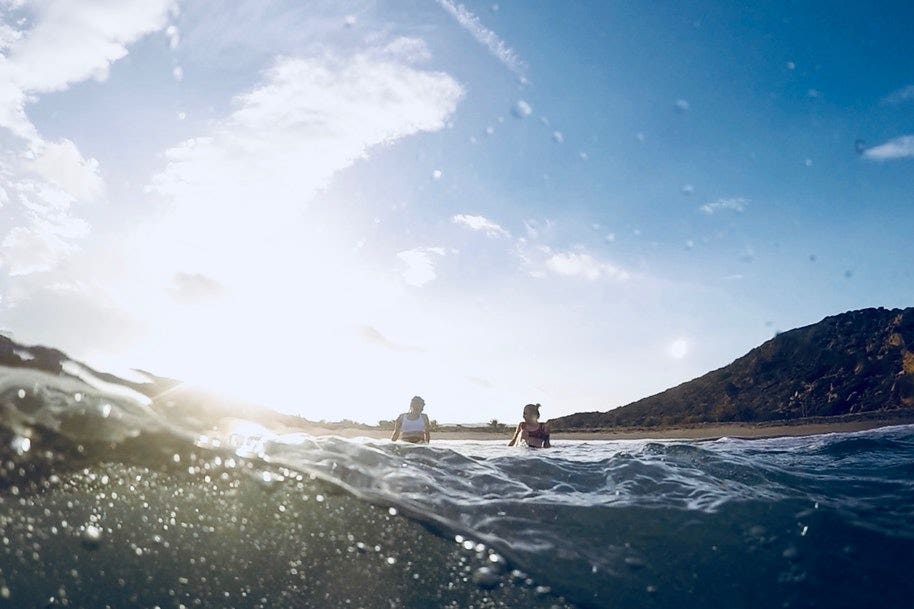 two people in water