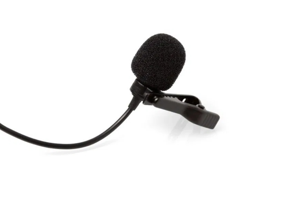 lavalier microphone on white background