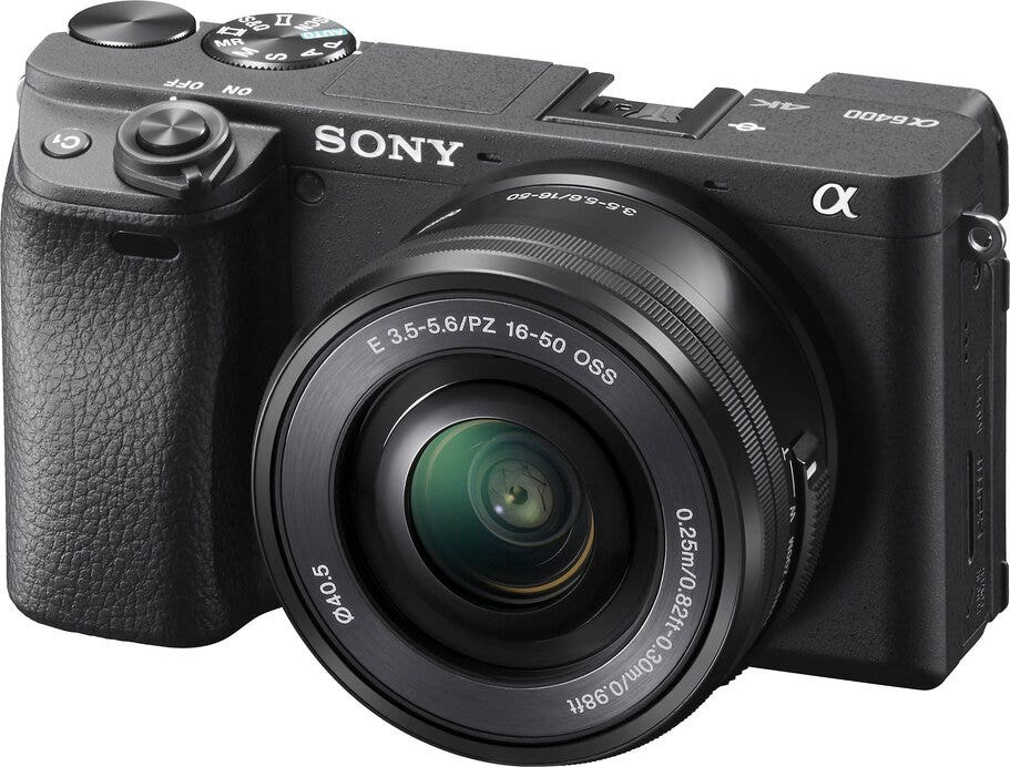 A Sony a6400 camera, great for videos.