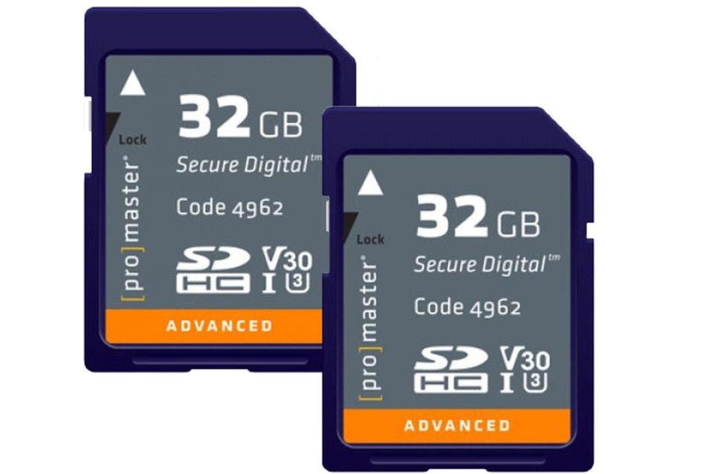 Two Promaster 32gb advanced SDHC memory cards